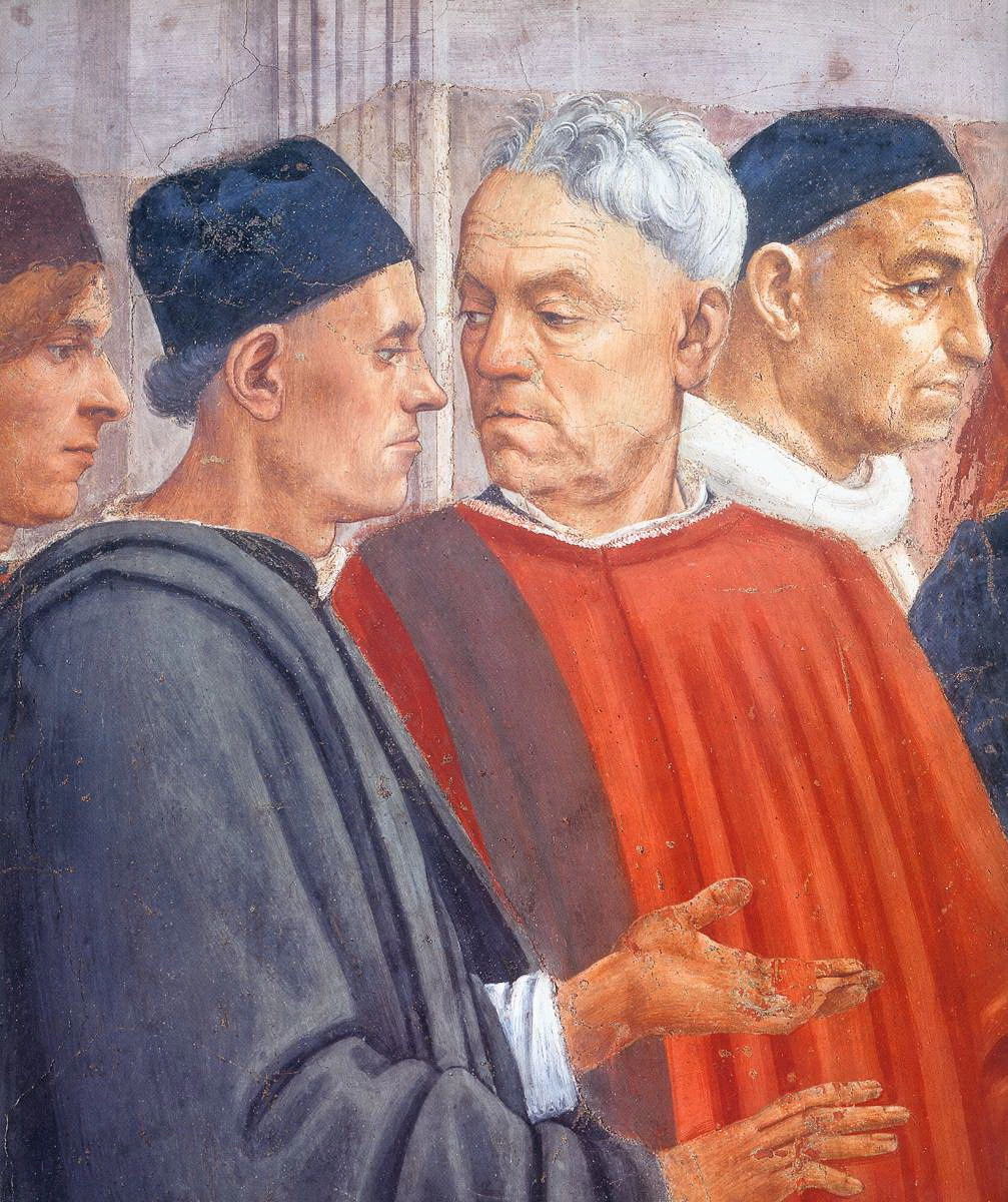 Cappella Brancacci Resurrezione del figlio di Teofilo e San Pietro in cattedra - dettaglio, Santa Maria del Carmine, Firenze